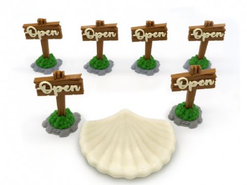 Open Signs & Shell for Everdell Pearlbrook Expansion  7 Pieces